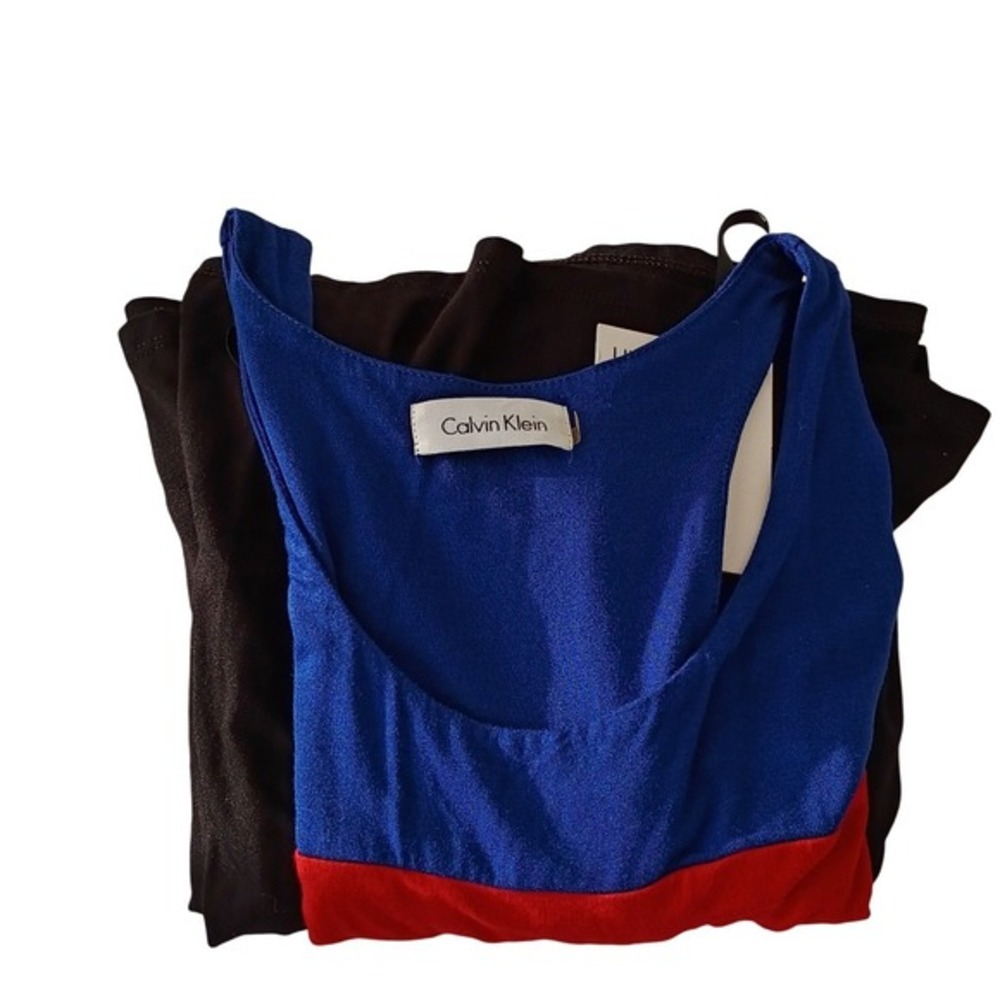 Calvin Klein Colorblock Maxi Dress Blue Red Black Sleeveless NWT 6/Small Bold - Picture 10 of 10